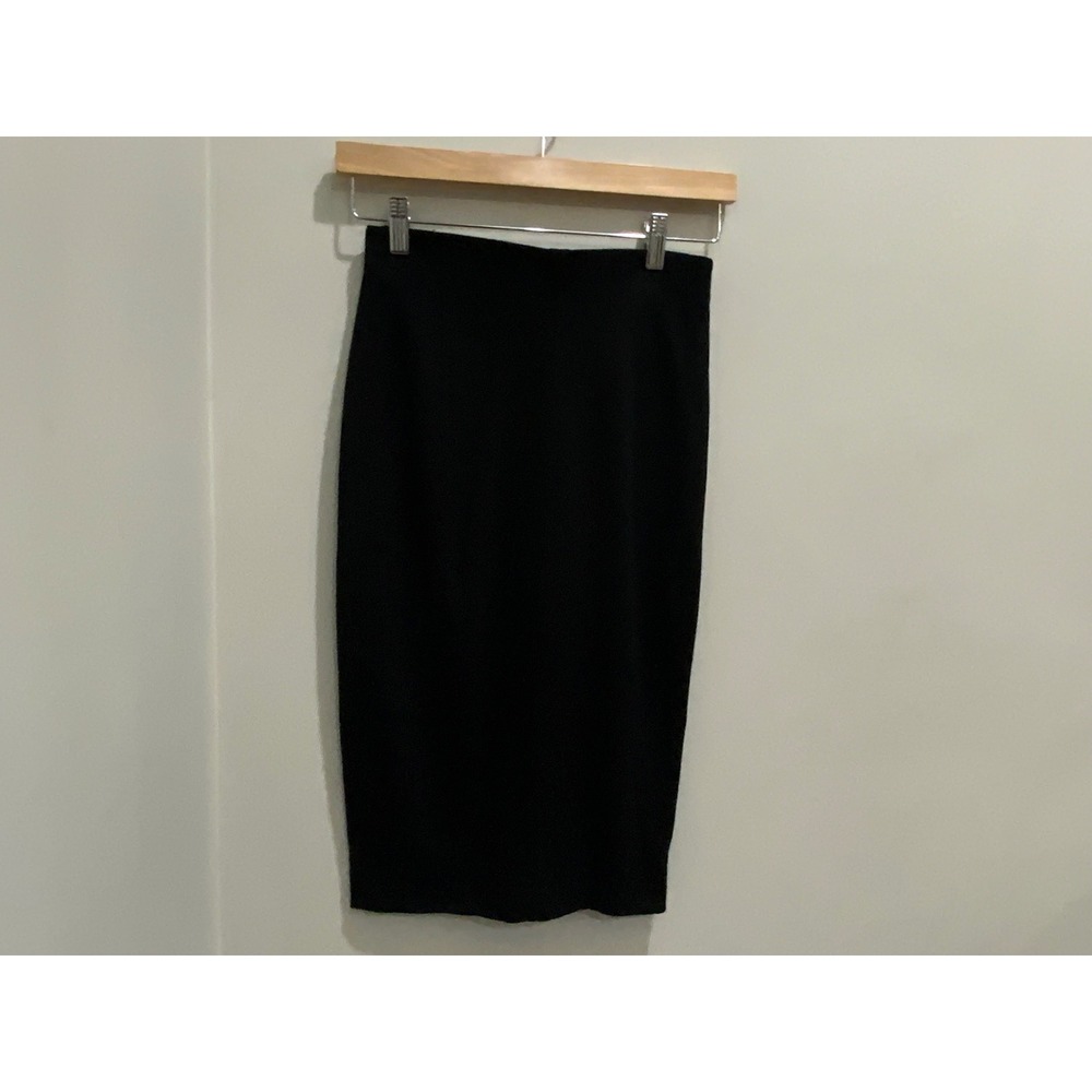 Womens Black Pencil Skirt Midi Length Stretch Work Office Professional Wear